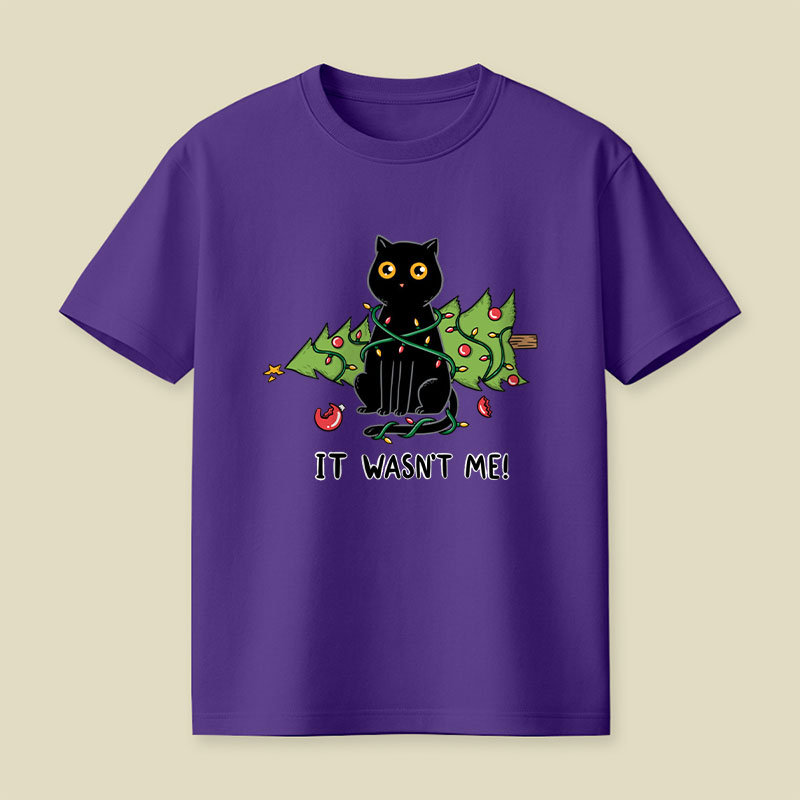 Cat and Christmas tree Playful T-Shirt