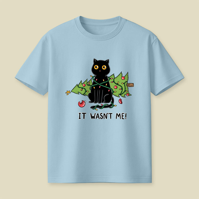Cat and Christmas tree Playful T-Shirt