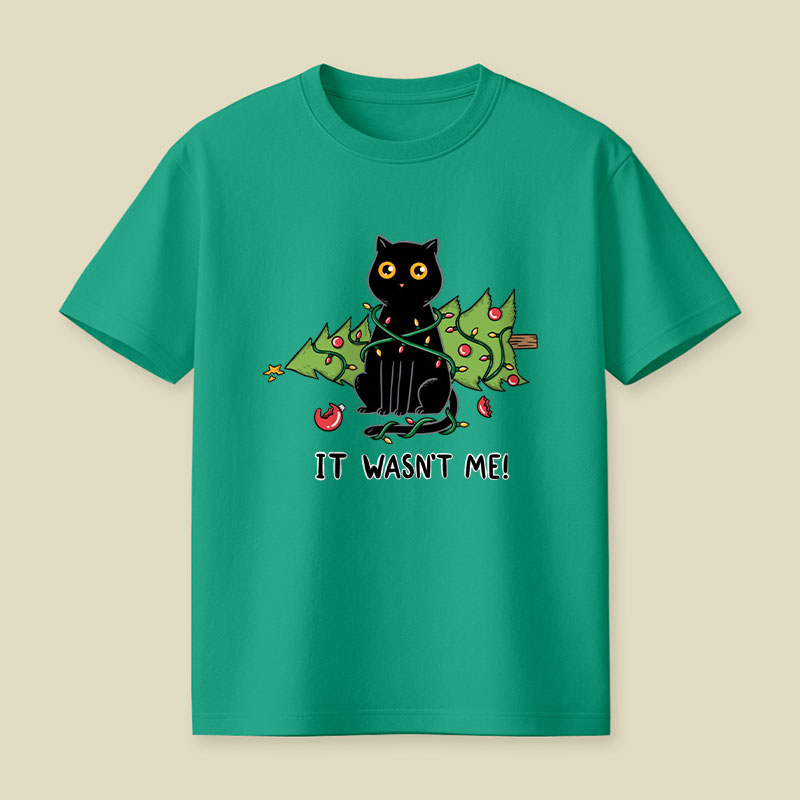 Cat and Christmas tree Playful T-Shirt