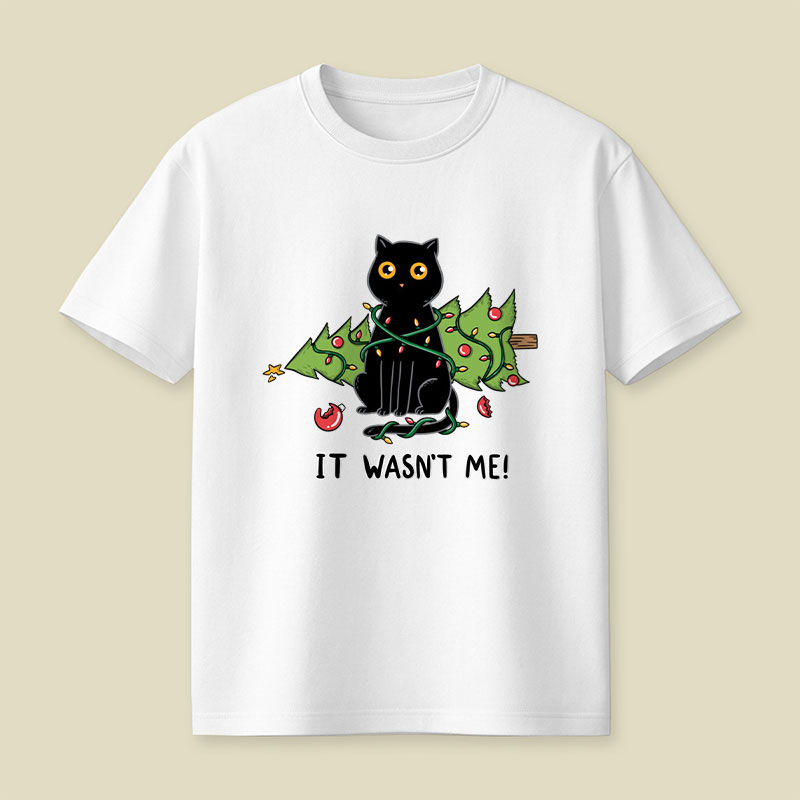 Cat and Christmas tree Playful T-Shirt