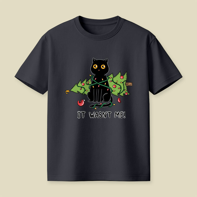 Cat and Christmas tree Playful T-Shirt