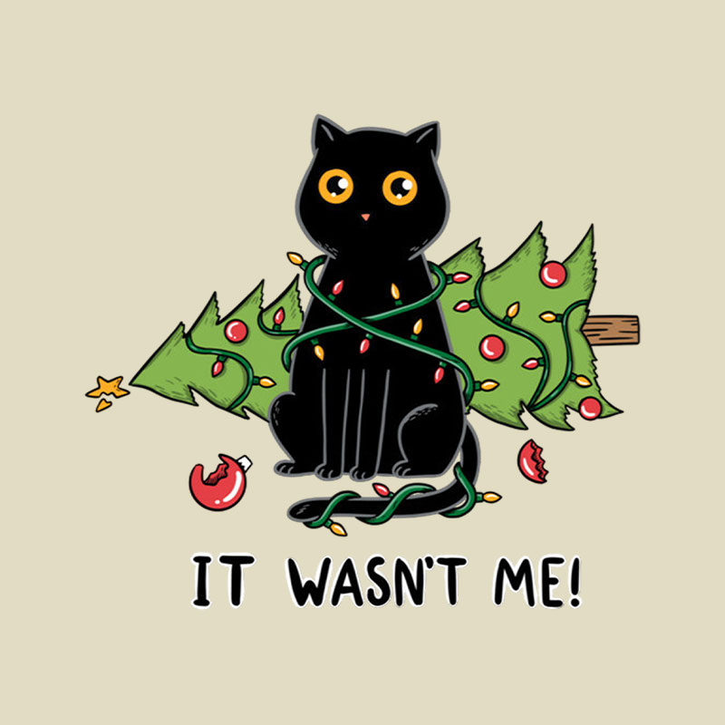 Cat and Christmas tree Playful T-Shirt