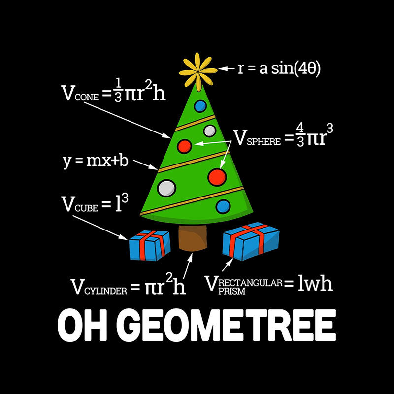 Math Geometry Christmas Tree Geometree Playful T-Shirt