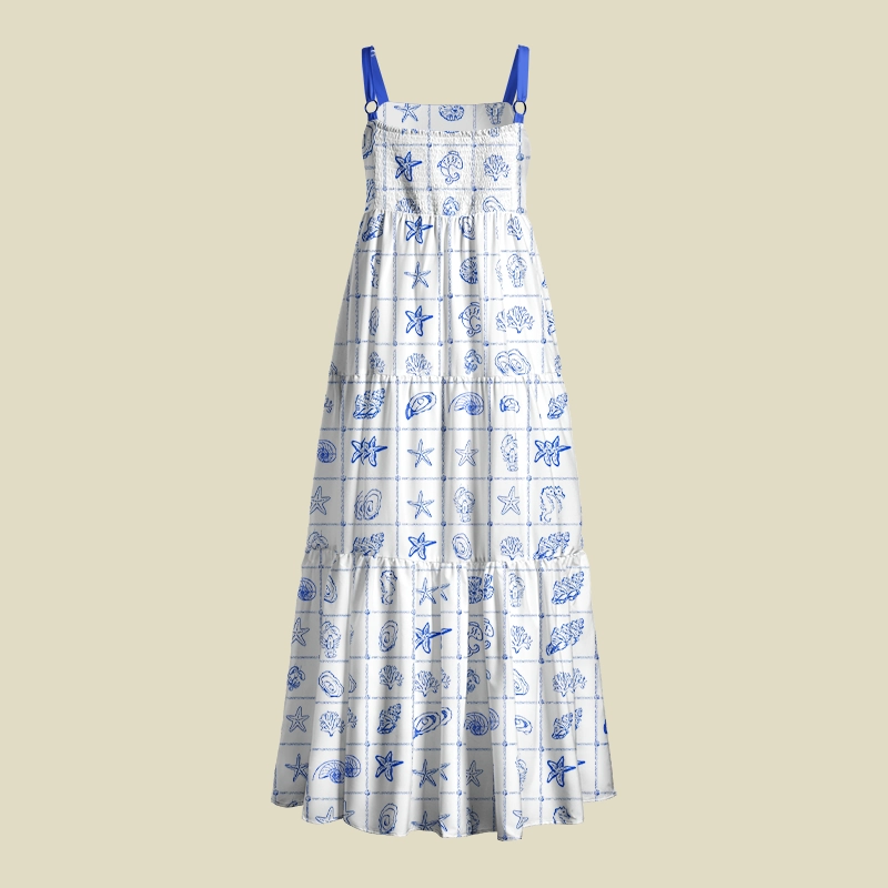 Seashell Blueprint Playful Maxi Dress