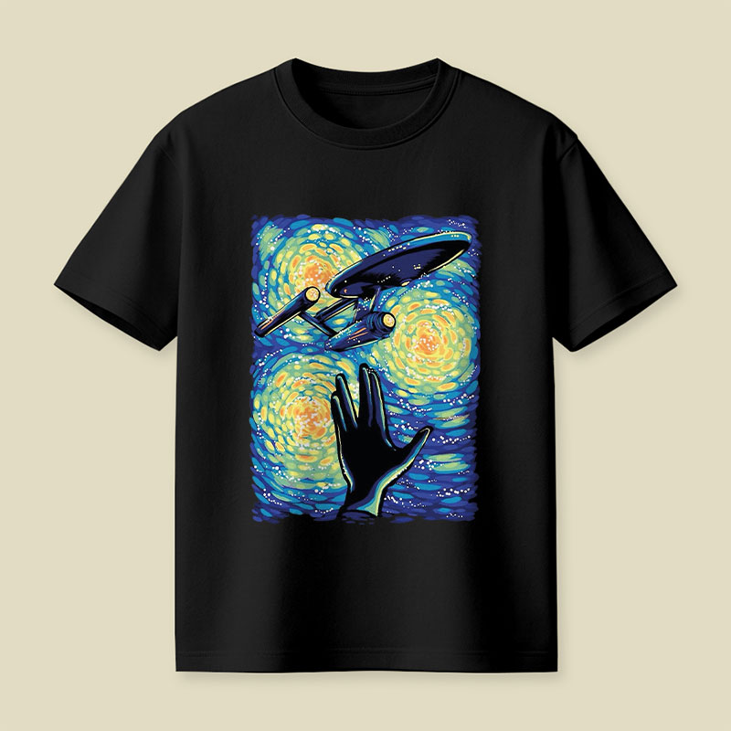 Retro Sci-Fi Illustration Enterprise Playful T-Shirt