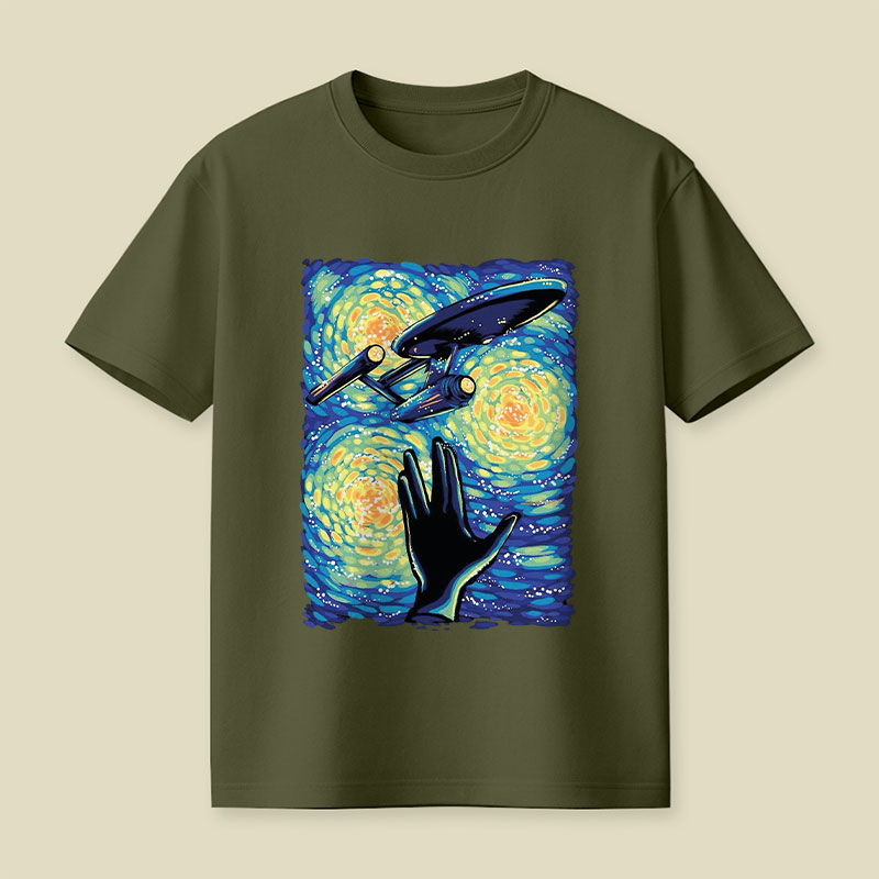 Retro Sci-Fi Illustration Enterprise Playful T-Shirt