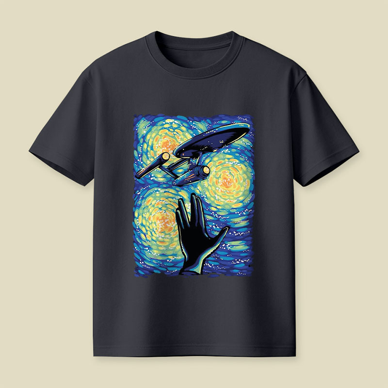 Retro Sci-Fi Illustration Enterprise Playful T-Shirt