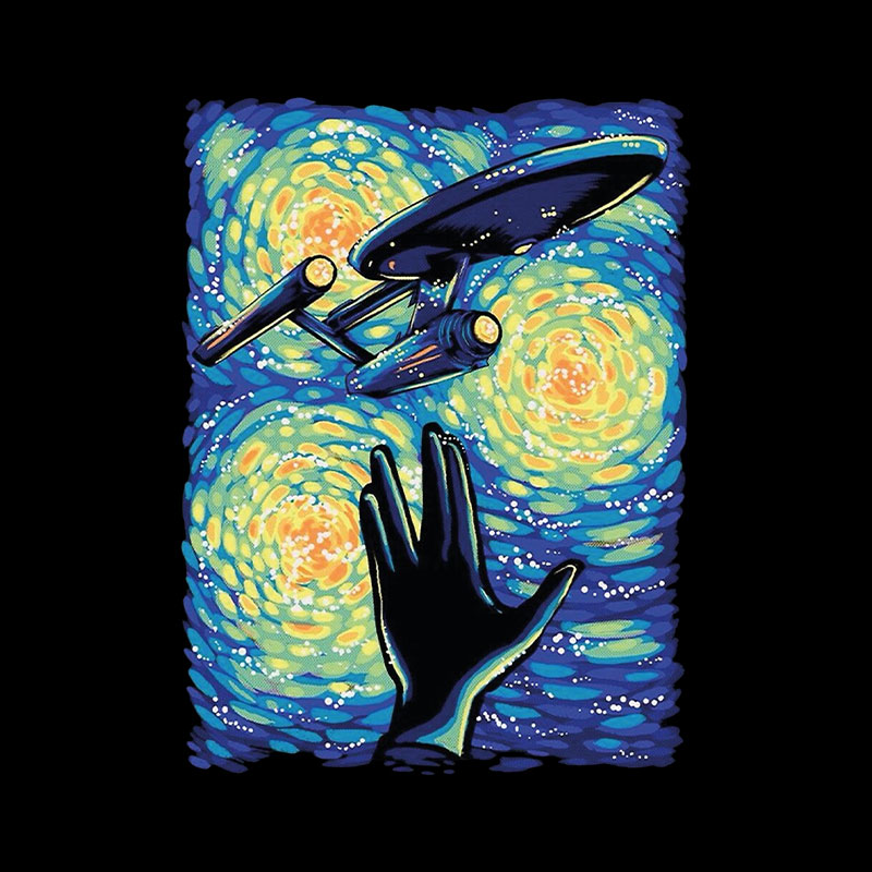 Retro Sci-Fi Illustration Enterprise Playful T-Shirt