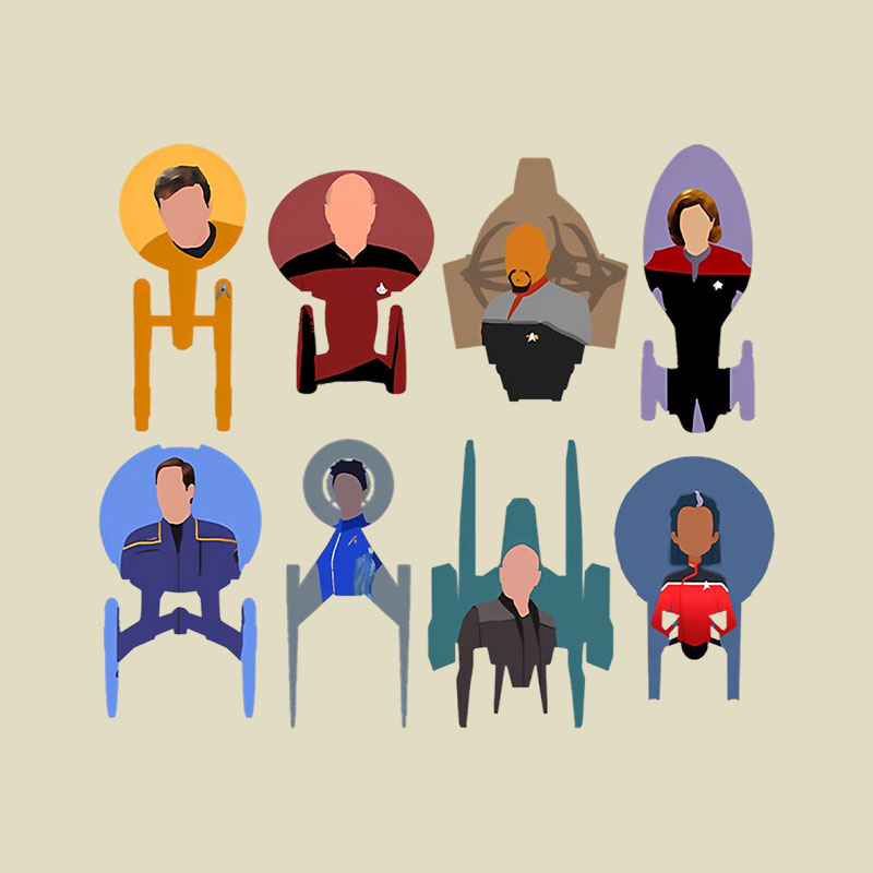 Trek Ships Captains Playful T-Shirt