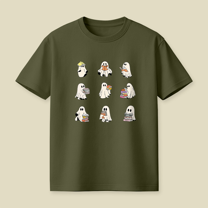 Reading Sheet Ghost Cute Ghosts Reading Pack Book Playful T-Shirt