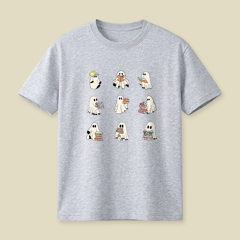 Reading Sheet Ghost Cute Ghosts Reading Pack Book Playful T-Shirt