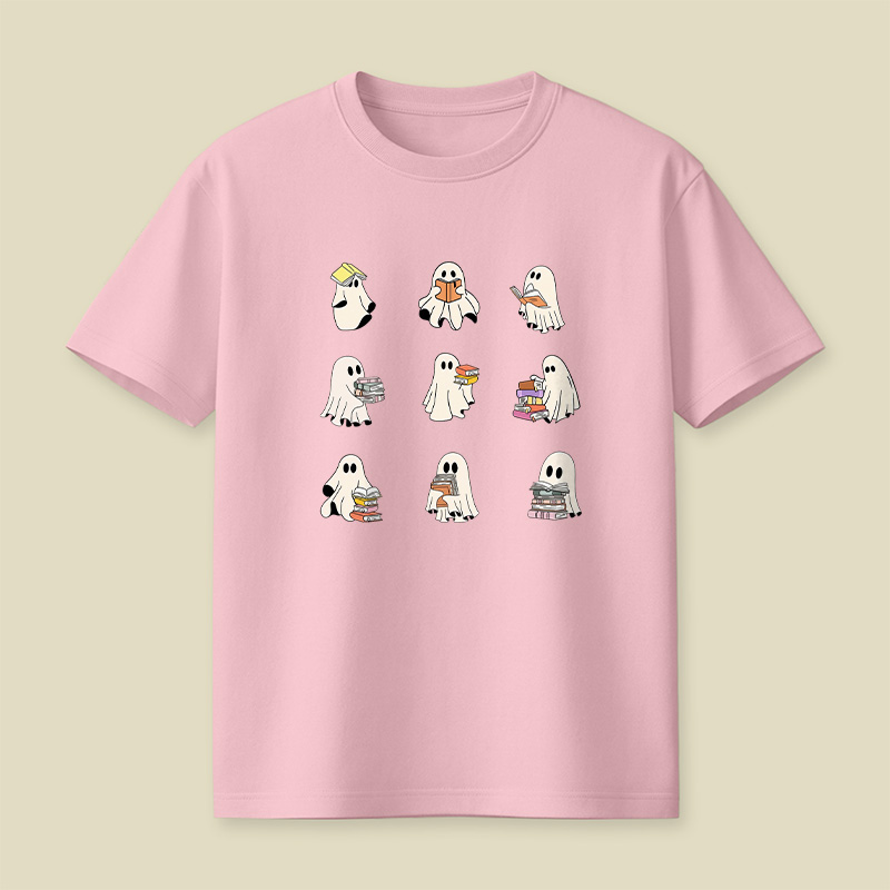 Reading Sheet Ghost Cute Ghosts Reading Pack Book Playful T-Shirt