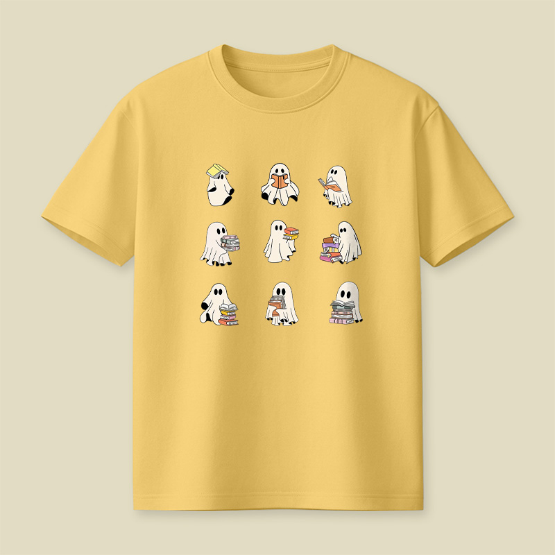 Reading Sheet Ghost Cute Ghosts Reading Pack Book Playful T-Shirt