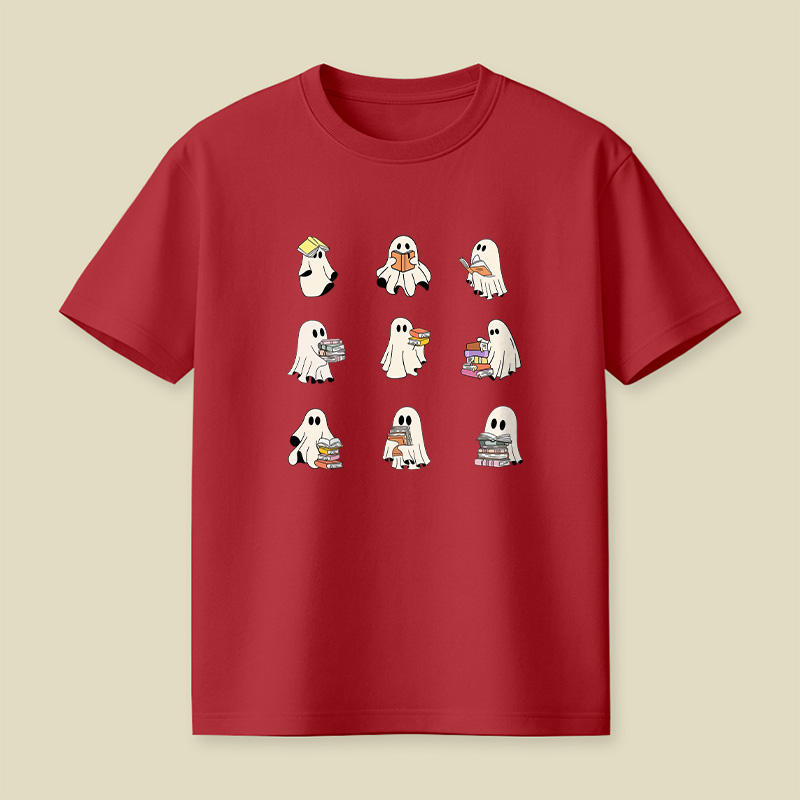 Reading Sheet Ghost Cute Ghosts Reading Pack Book Playful T-Shirt