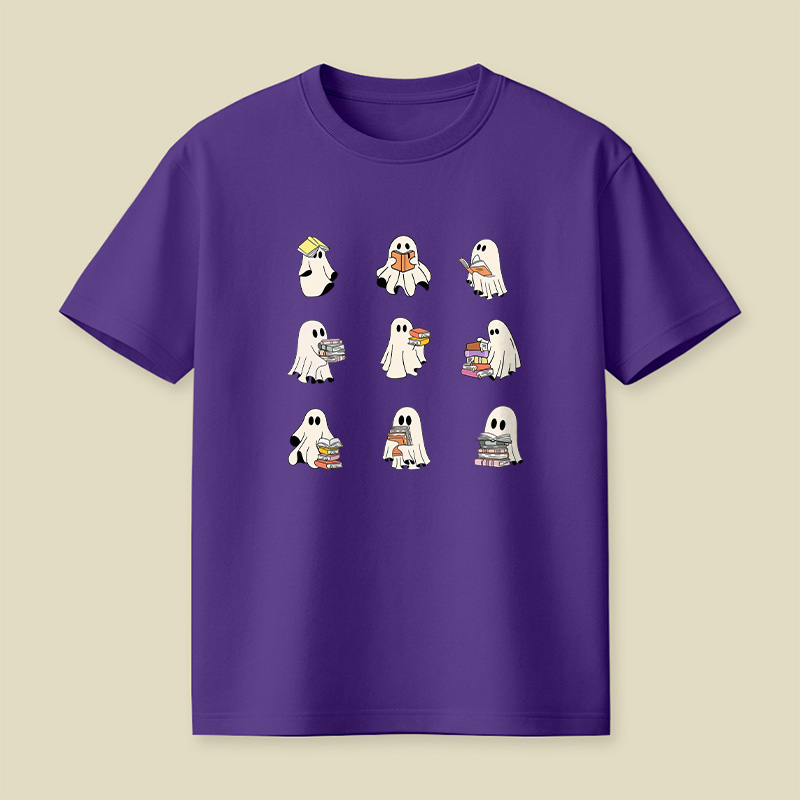 Reading Sheet Ghost Cute Ghosts Reading Pack Book Playful T-Shirt