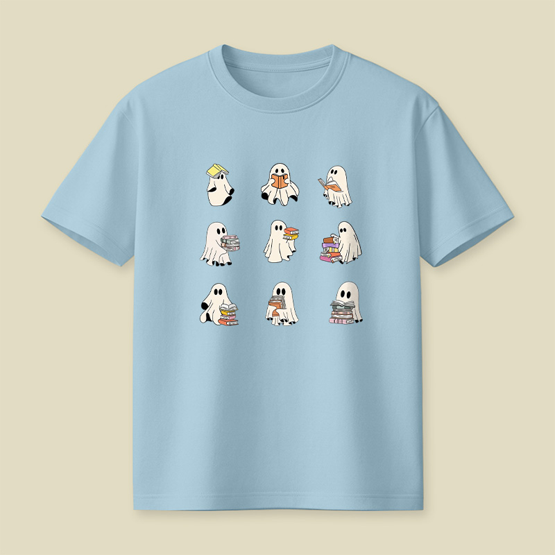 Reading Sheet Ghost Cute Ghosts Reading Pack Book Playful T-Shirt