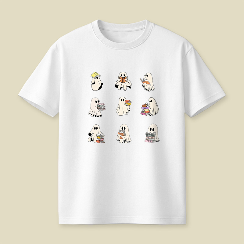 Reading Sheet Ghost Cute Ghosts Reading Pack Book Playful T-Shirt