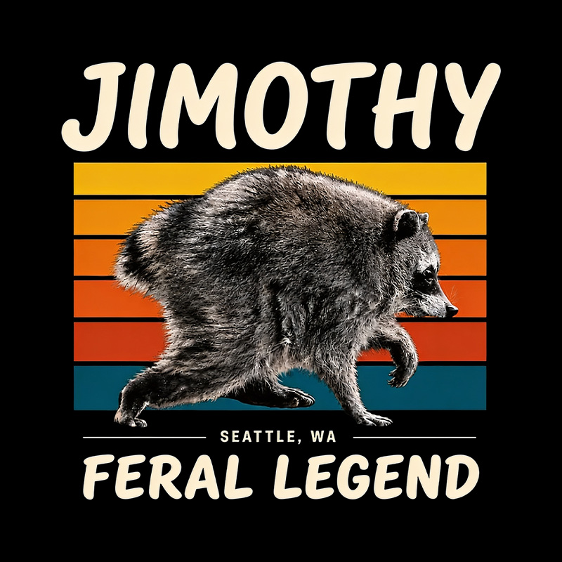 Jimothy Feral Legend Seattle Wildlife Raccoon Playful T-Shirt