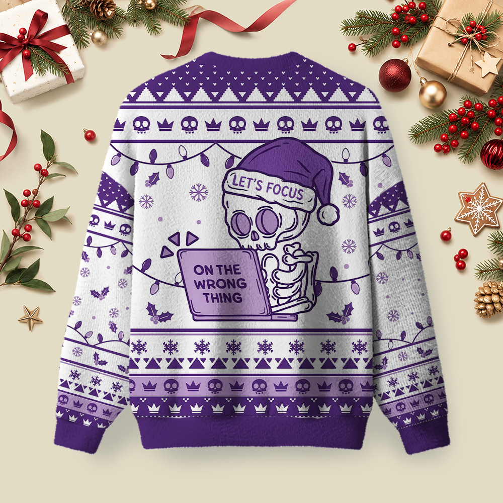 Focus On The Wrong Thing Ugly Christmas Fluffy Sweatershirt