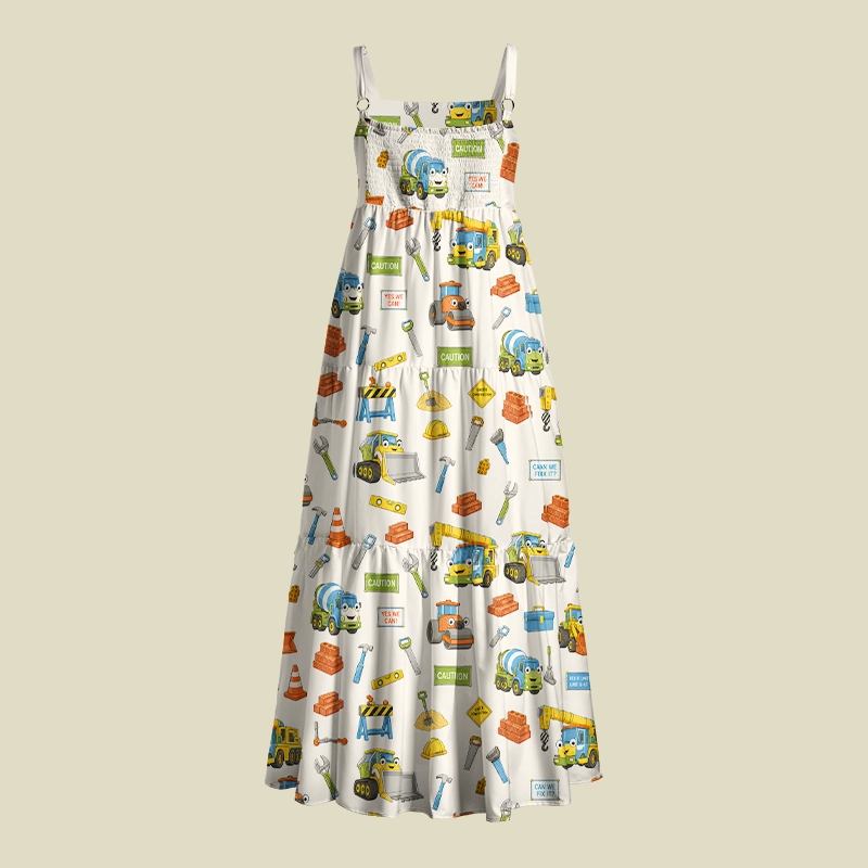 Architecture Cartoon Playful Maxi Dress