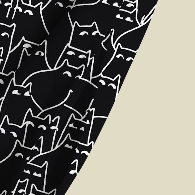 Minimal Line Art Cat Silhouette Playful Maxi Dress