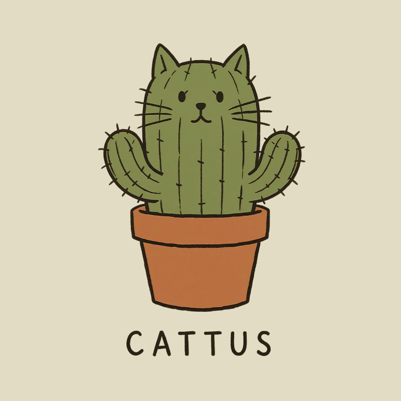 Cattus Cactus Cat Playful T-Shirt