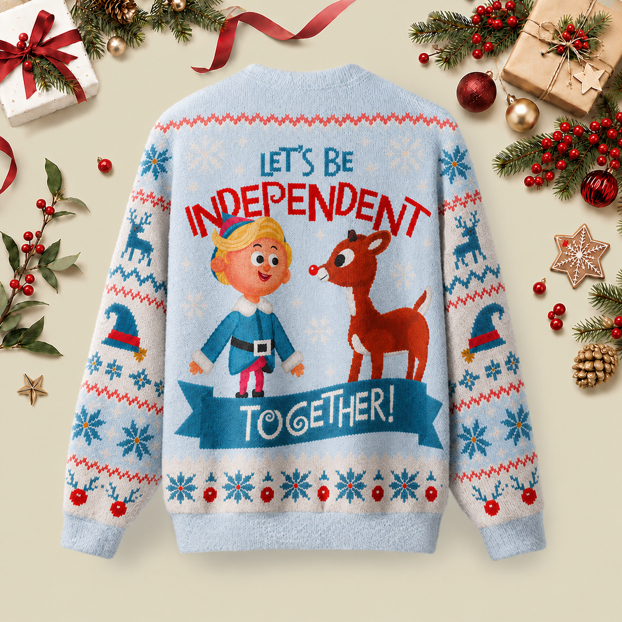 Independent Together Ugly Christmas Fluffy Sweatershirt
