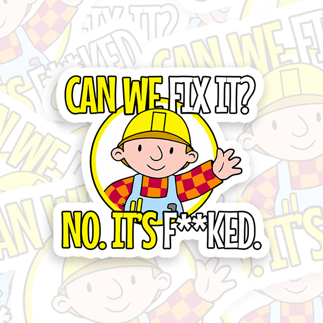 Can We Fix It Funny Repair Man Playful Sticker