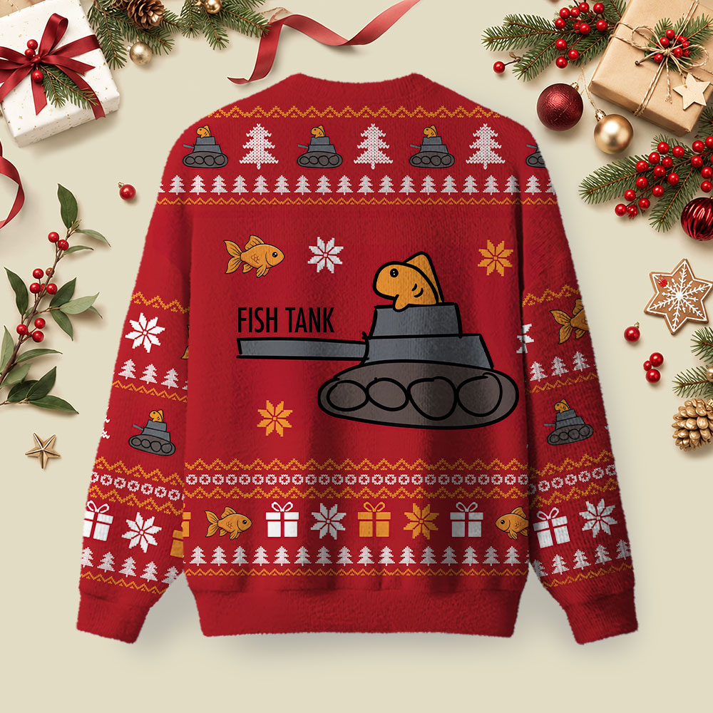 Fish Tank Red Ugly Christmas Fluffy Sweatershirt