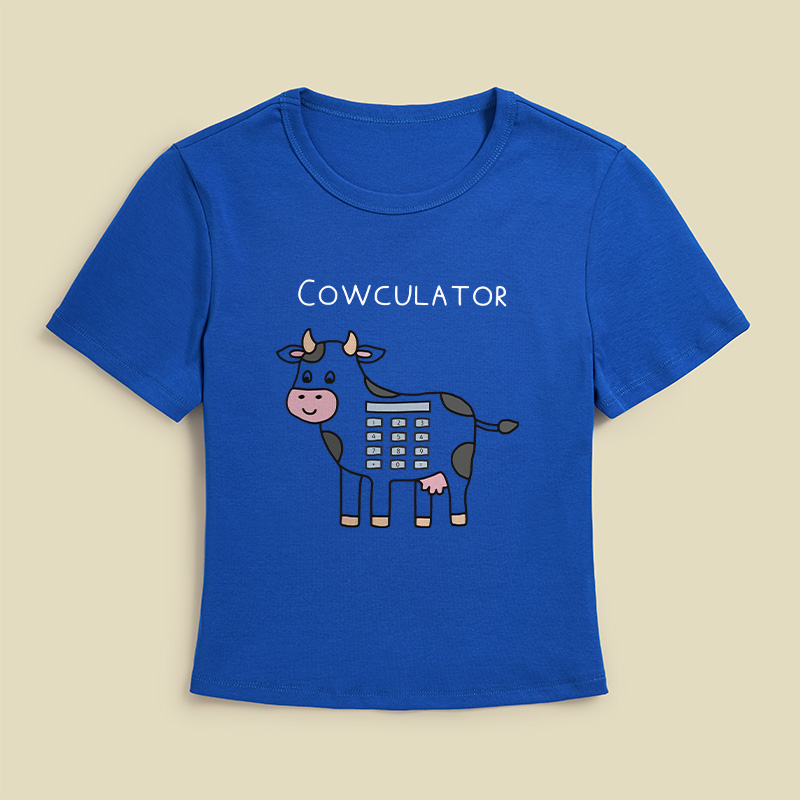 Cowculator Cow Calculator Math Pun Geek Baby Tee