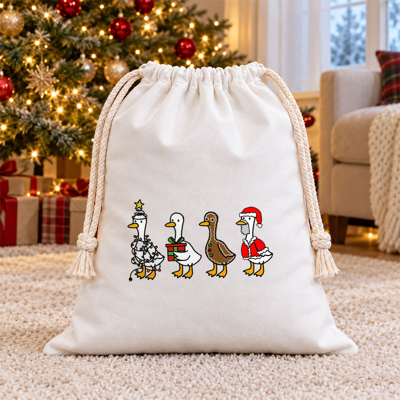 Merry Quackmas Ducks Sign Christmas Drawstring Gift Bag