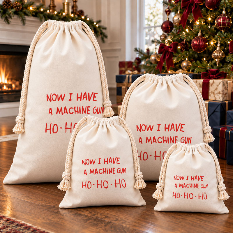 Now I Have A Machine Gun Christmas Drawstring Gift Bag