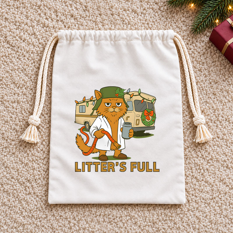 Litter'S Full Vacation Cat Christmas Drawstring Gift Bag