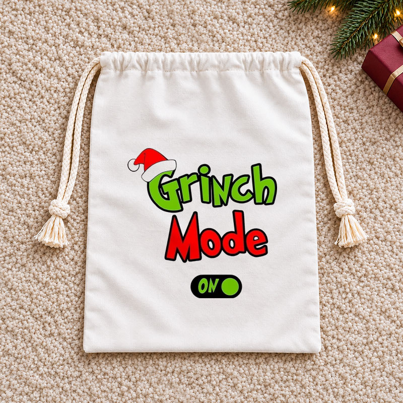 Christmas Mode On Christmas Tree Christmas Drawstring Gift Bag