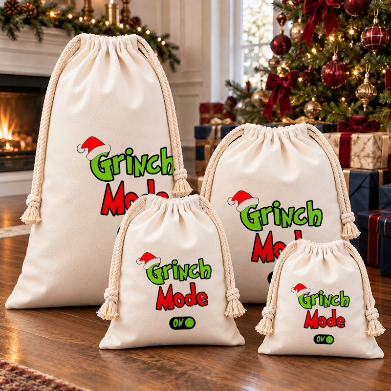 Christmas Mode On Christmas Tree Christmas Drawstring Gift Bag