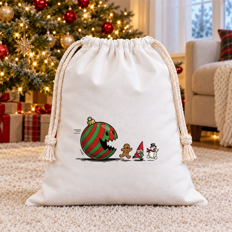 Holiday Chase Game Christmas Drawstring Gift Bag