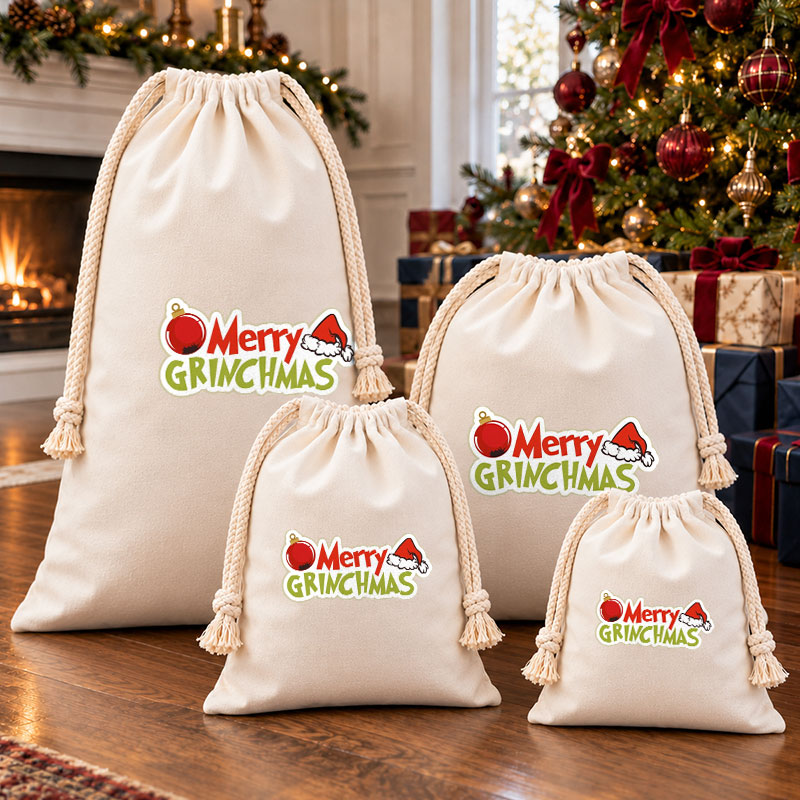 Merry Grinchmas Holiday Christmas Drawstring Gift Bag