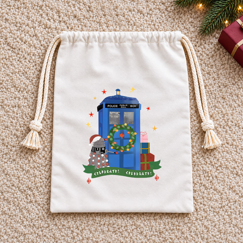 Tardis Christmas Christmas Drawstring Gift Bag