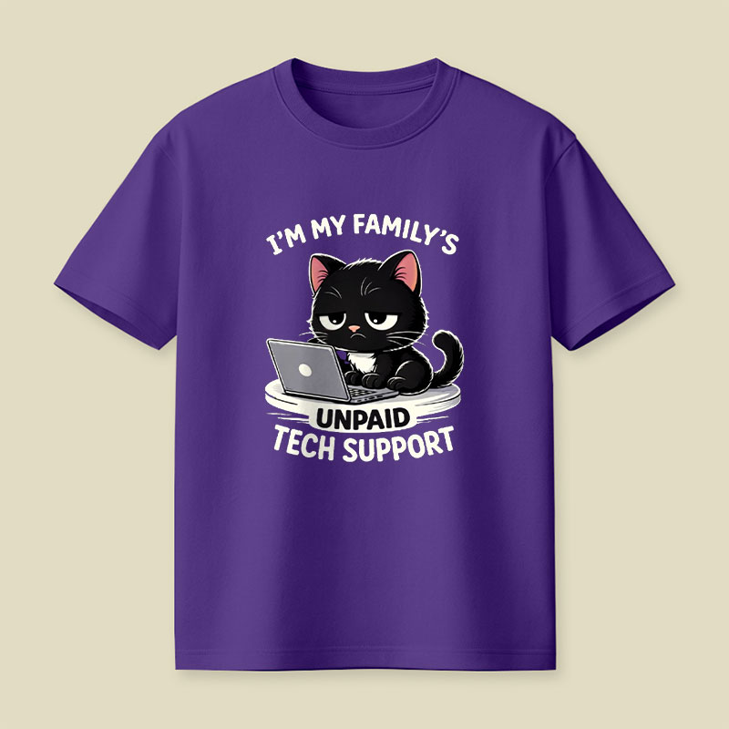 Im My Familys Unpaid Tech Support Cat Computer Engineer Playful T-Shirt