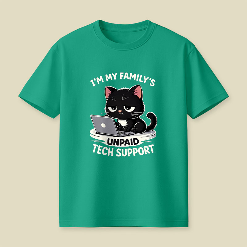 Im My Familys Unpaid Tech Support Cat Computer Engineer Playful T-Shirt
