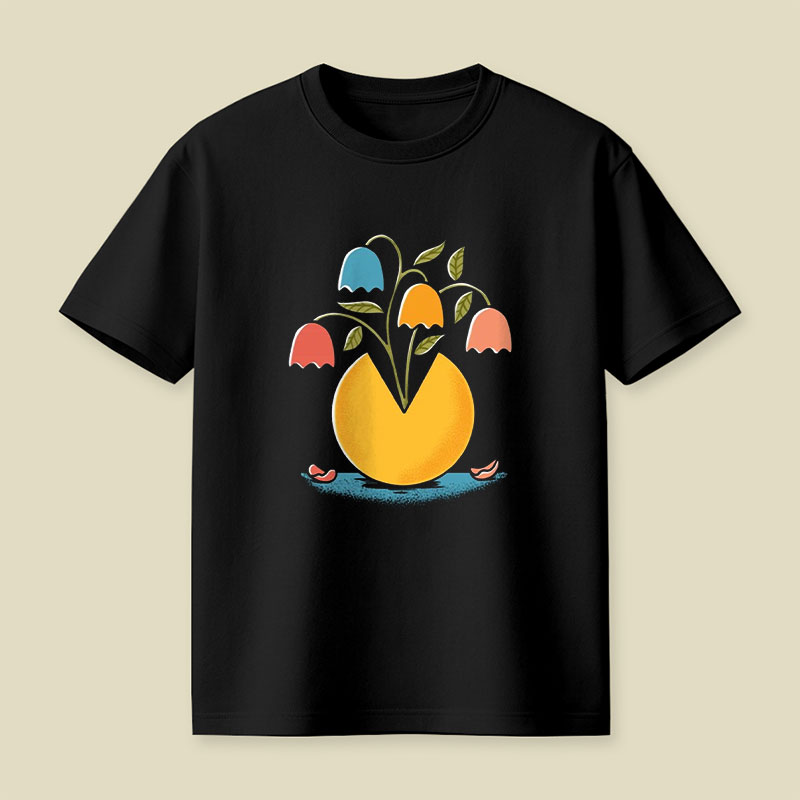 Retro Arcade Flowers Playful T-Shirt