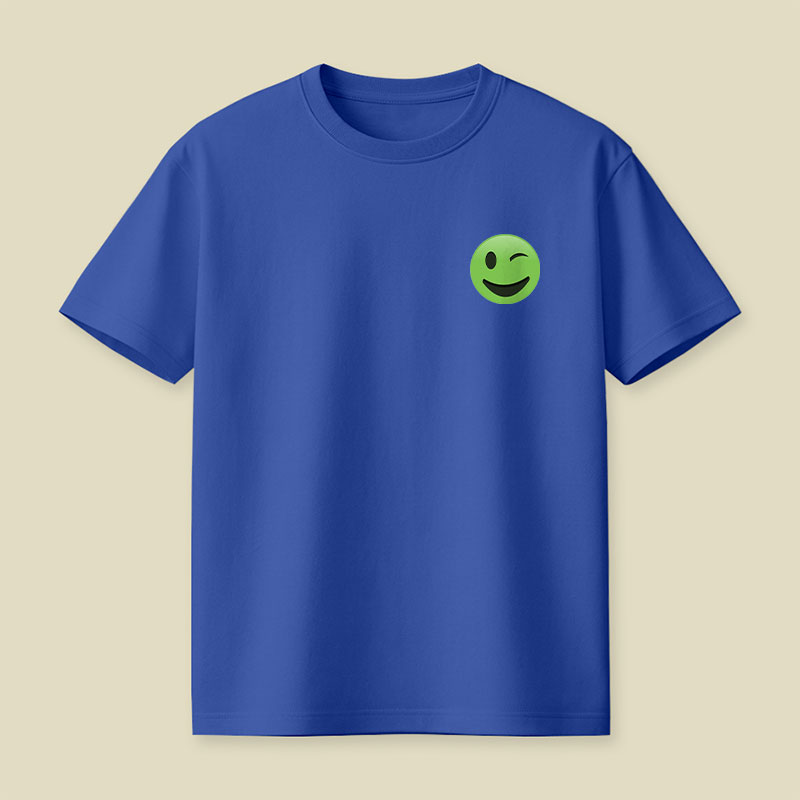 Green Emoji Wink Playful T-Shirt