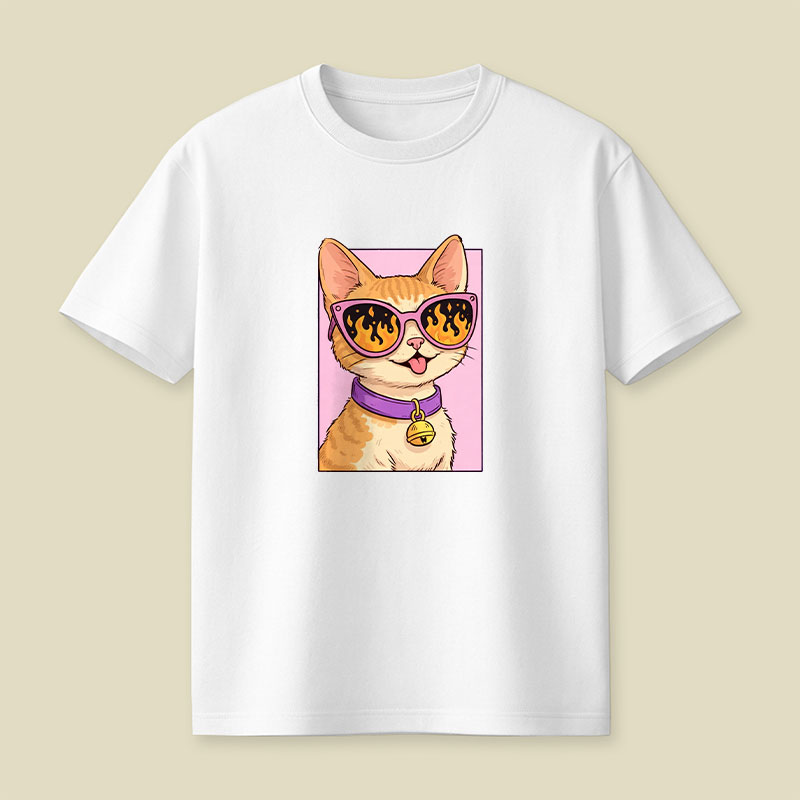Cat Watching The World Burn Playful T-Shirt