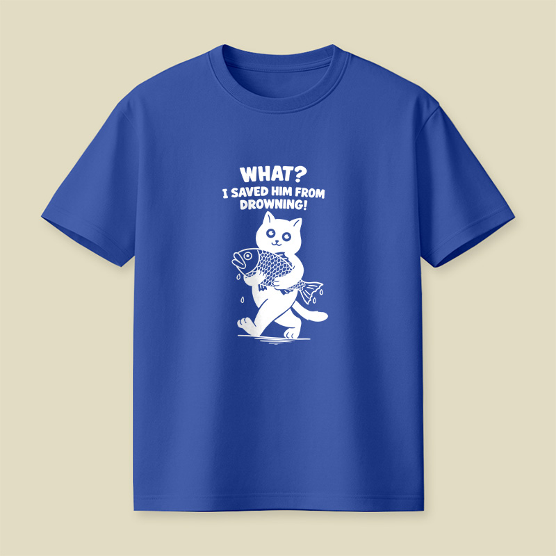 Cat And Fish Playful T-Shirt