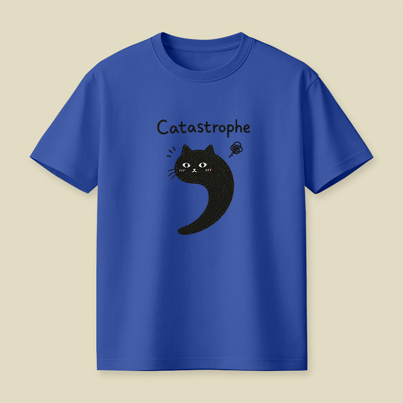 Black Cat Catastrophe Humor Playful T-Shirt