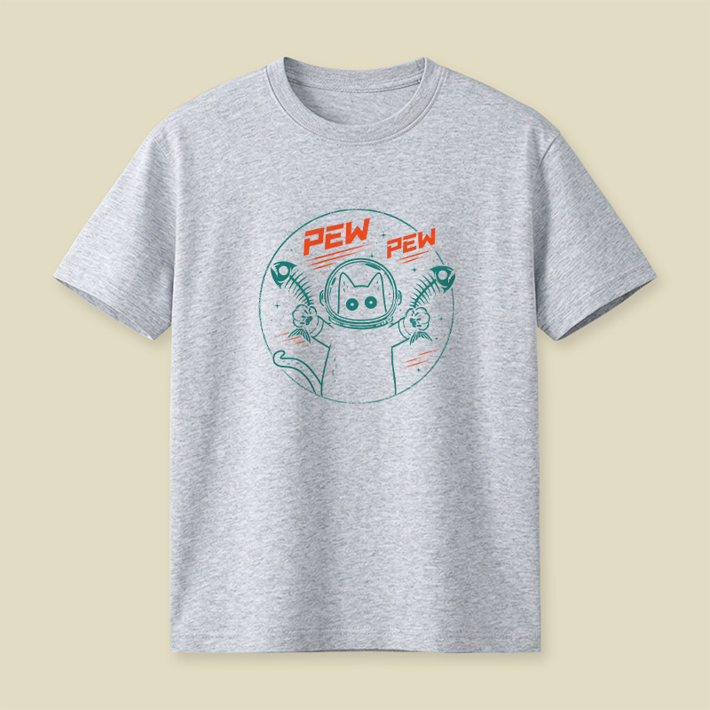 Pew Pew Space Cat Playful T-Shirt
