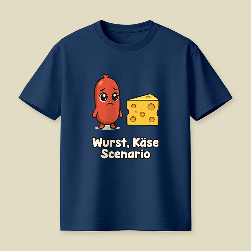 Wurst Kase Scenario Funny German Food Pun Playful T-Shirt