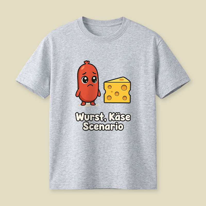 Wurst Kase Scenario Funny German Food Pun Playful T-Shirt