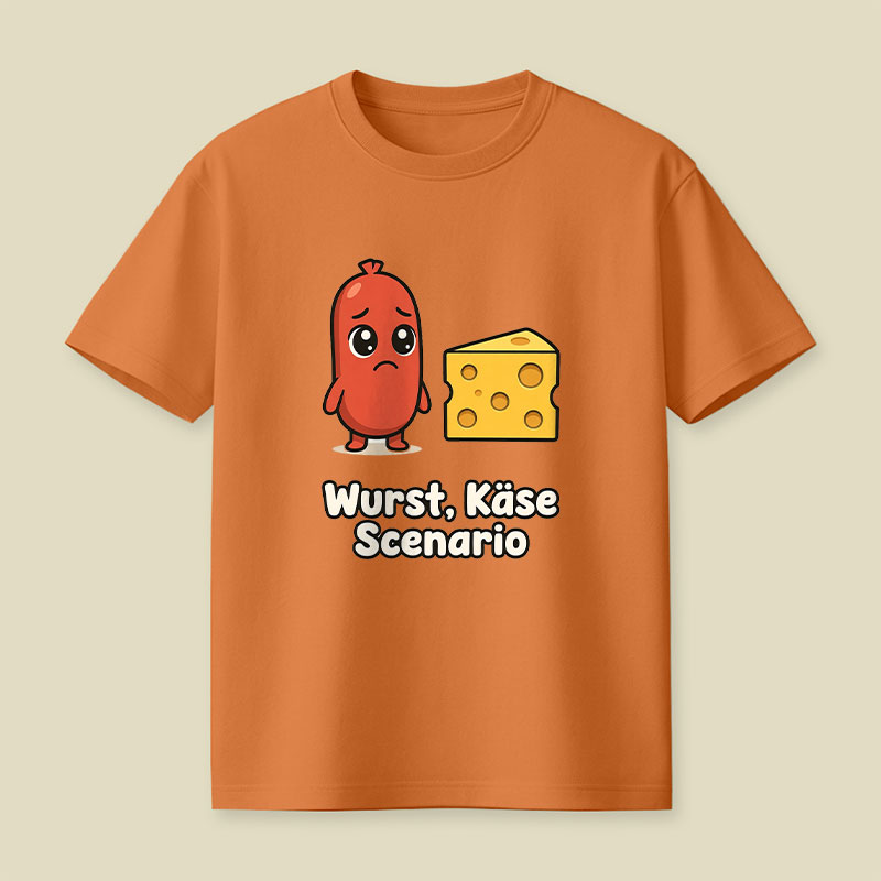 Wurst Kase Scenario Funny German Food Pun Playful T-Shirt