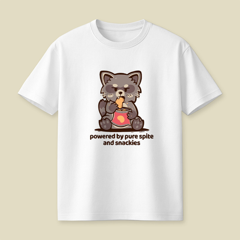 Powered By Spite And Snackies Raccoon Playful T-Shirt